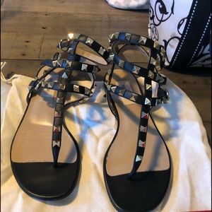 Valentino black rockstud sandals